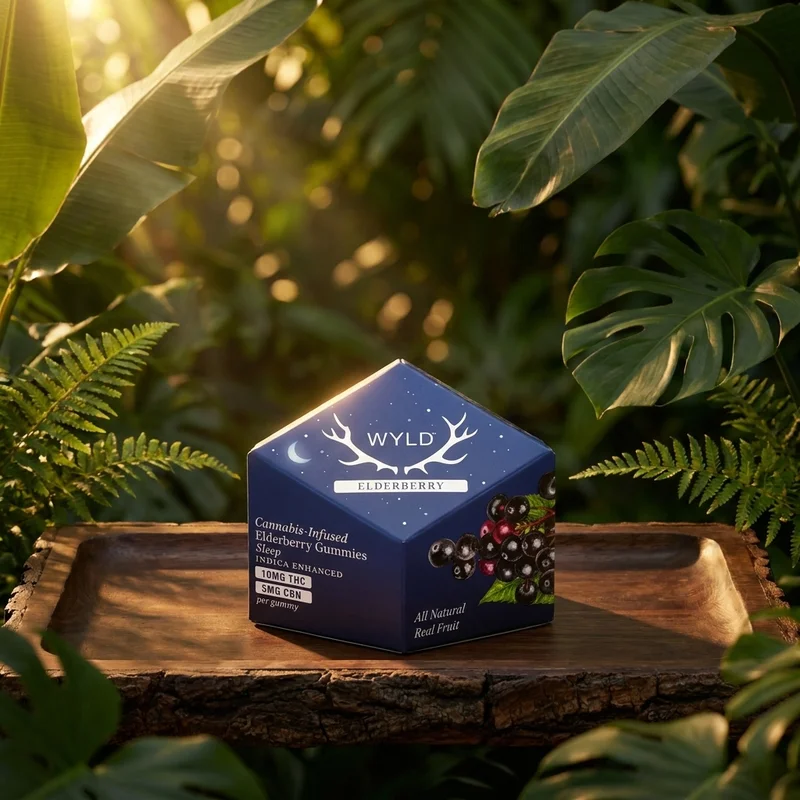 Cannabis edibles gummies in jungle setting